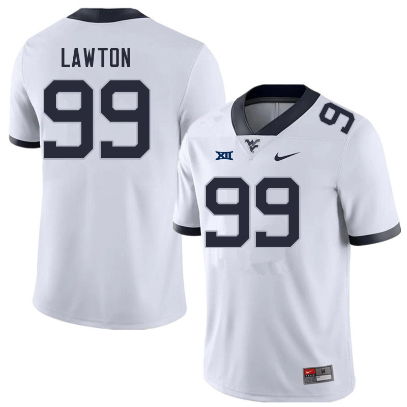 Men #99 Zeiqui Lawton West Virginia Mountaineers College Football Jerseys Sale-White